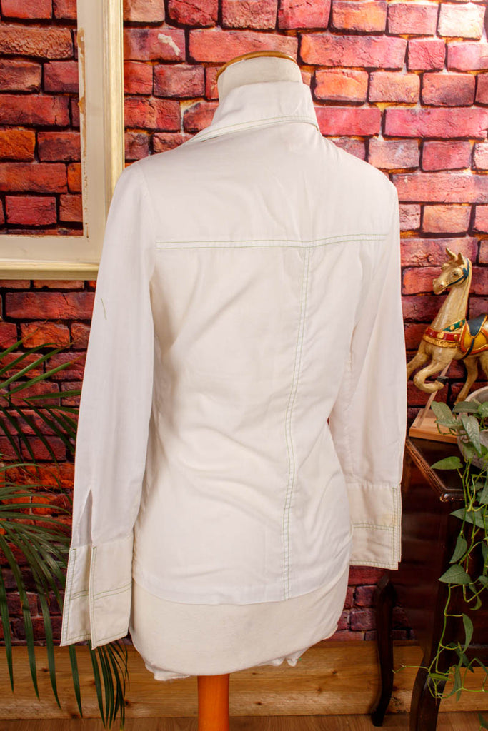 70s Disco Bluse Megakragen süß bestickt 60er 70er beige Boho Disco Frau grün real-disco real-rockabilly Rockabilly S 36-38 Special weiß XS 32-34 vintageberlin.de