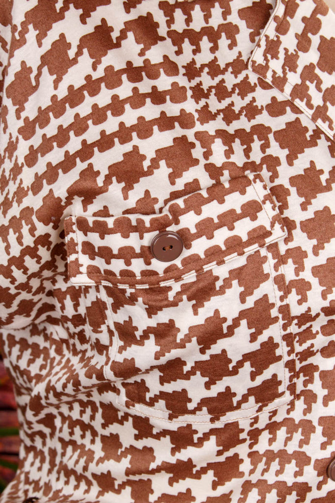 Jerseykleid braun Vichy 80er braun Frau M 40-42 real-rockabilly Rockabilly Sekretärin Special vintageberlin.de