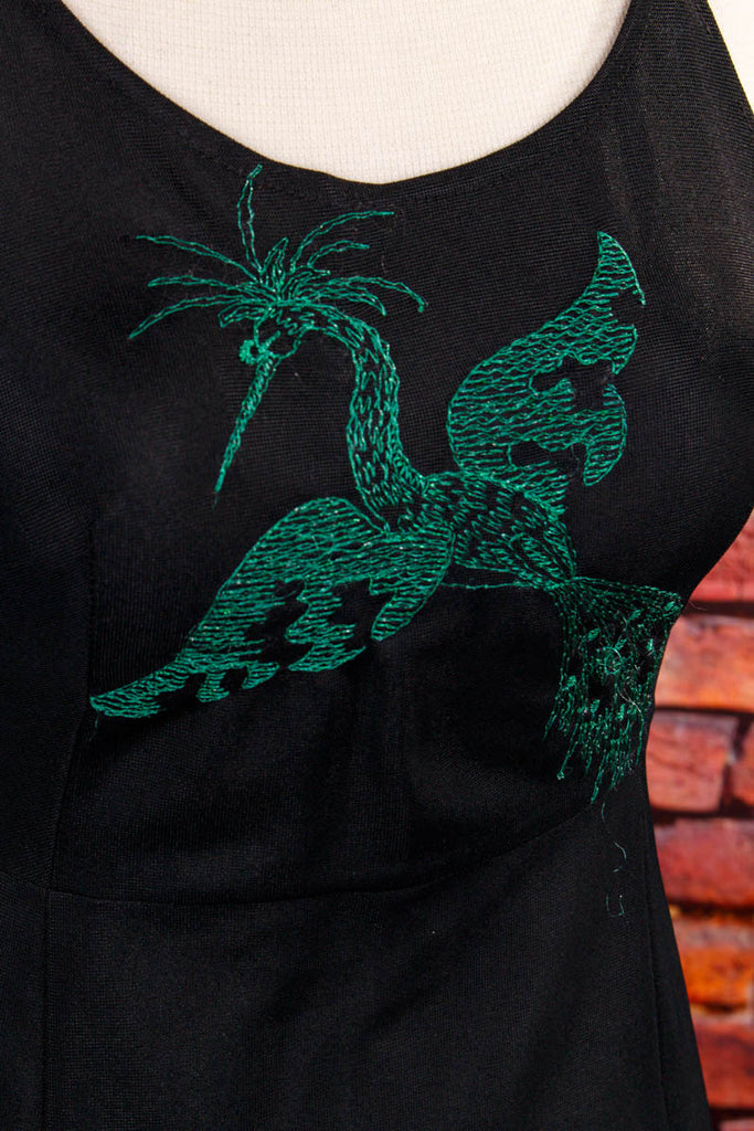 Boho Negligee schwarz Kranich 70er Boho Disco Frau Gothic real-boho S 36-38 Schlager schwarz Special XS 32-34 vintageberlin.de