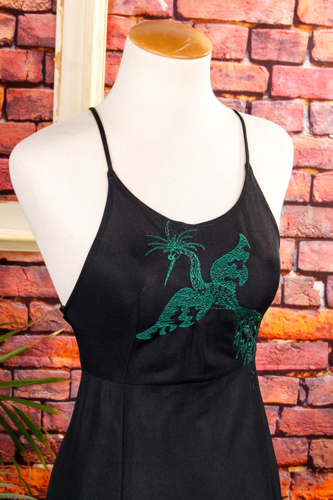 Boho Negligee schwarz Kranich 70er Boho Disco Frau Gothic real-boho S 36-38 Schlager schwarz Special XS 32-34 vintageberlin.de