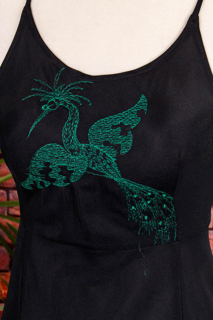 Boho Negligee schwarz Kranich 70er Boho Disco Frau Gothic real-boho S 36-38 Schlager schwarz Special XS 32-34 vintageberlin.de