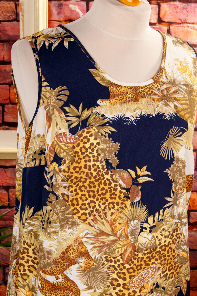 Viskose Top Animal Print 90er Boho bunt Disco Frau L 44-46 Sekretärin vintageberlin.de