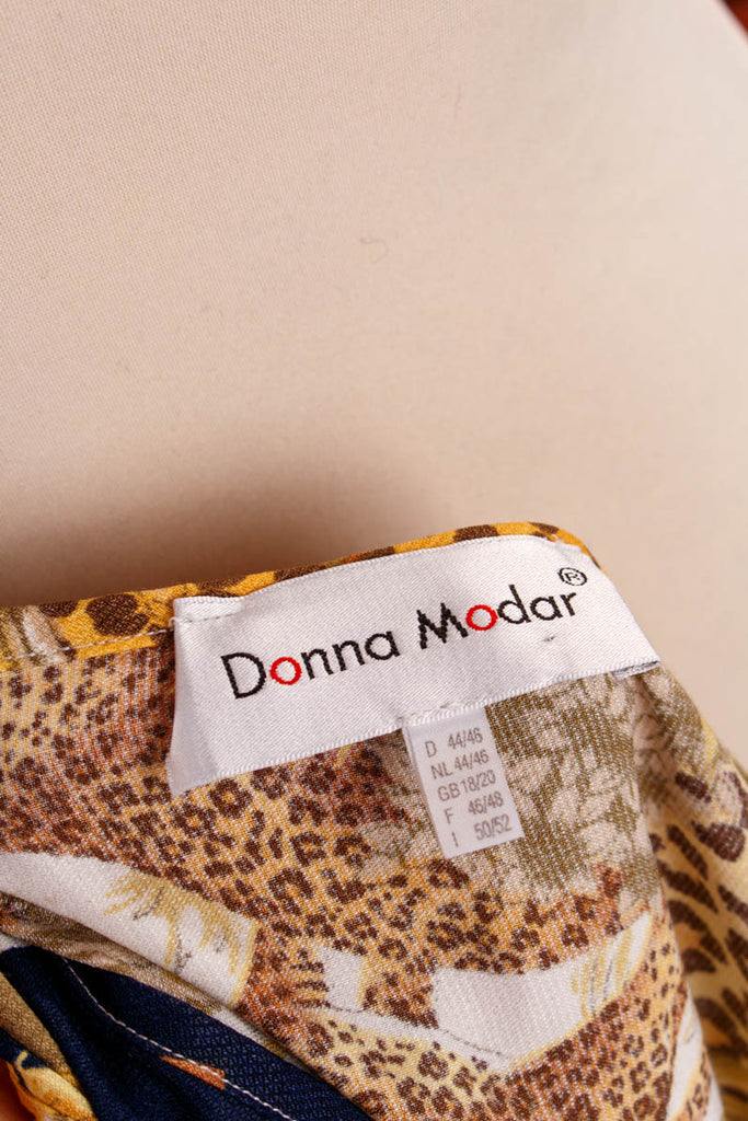 Viskose Top Animal Print 90er Boho bunt Disco Frau L 44-46 Sekretärin vintageberlin.de