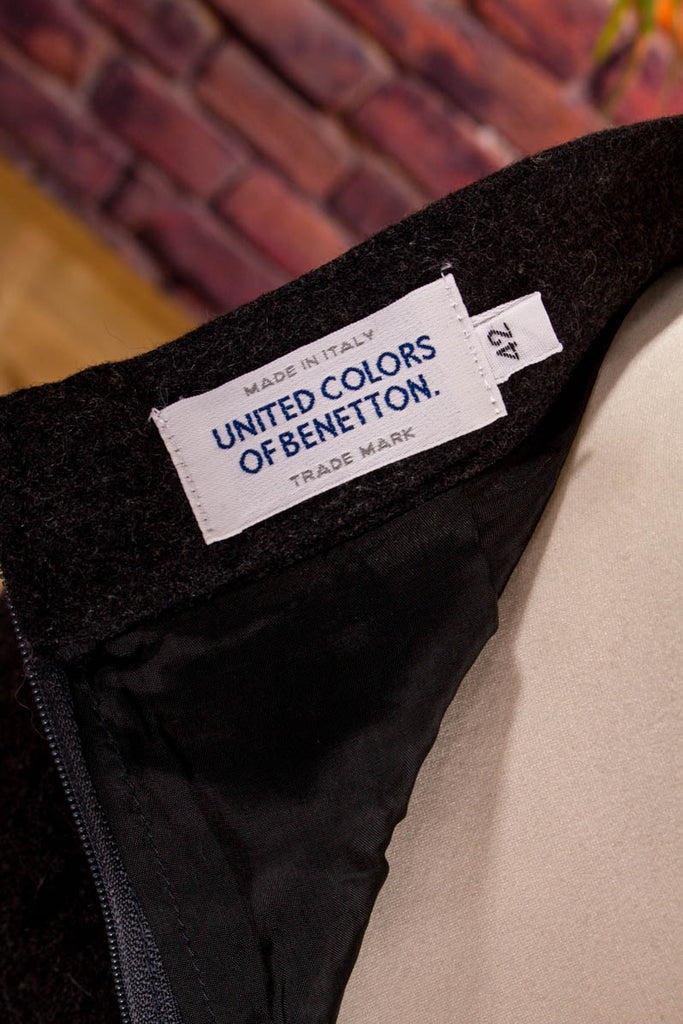 Bleistiftrock schwarz Wollmix 90er Designer Frau grau S 36-38 schwarz Sekretärin vintageberlin.de