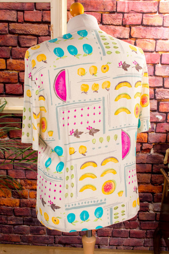Boho Bluse bunt Obstmuster 90er Boho bunt Frau L 44-46 M 40-42 Special vintageberlin.de