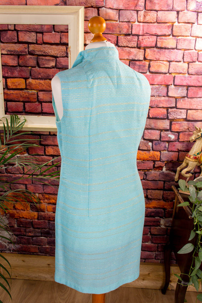 70s DDR Disco Tunika Minikleid 60er 70er blau Boho DDR Disco Frau gold M 40-42 real-disco Rockabilly Special vintageberlin.de