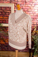 V-Ausschnitt Pulli greige 80er beige Boho Frau M 40-42 real-80er Special vintageberlin.de