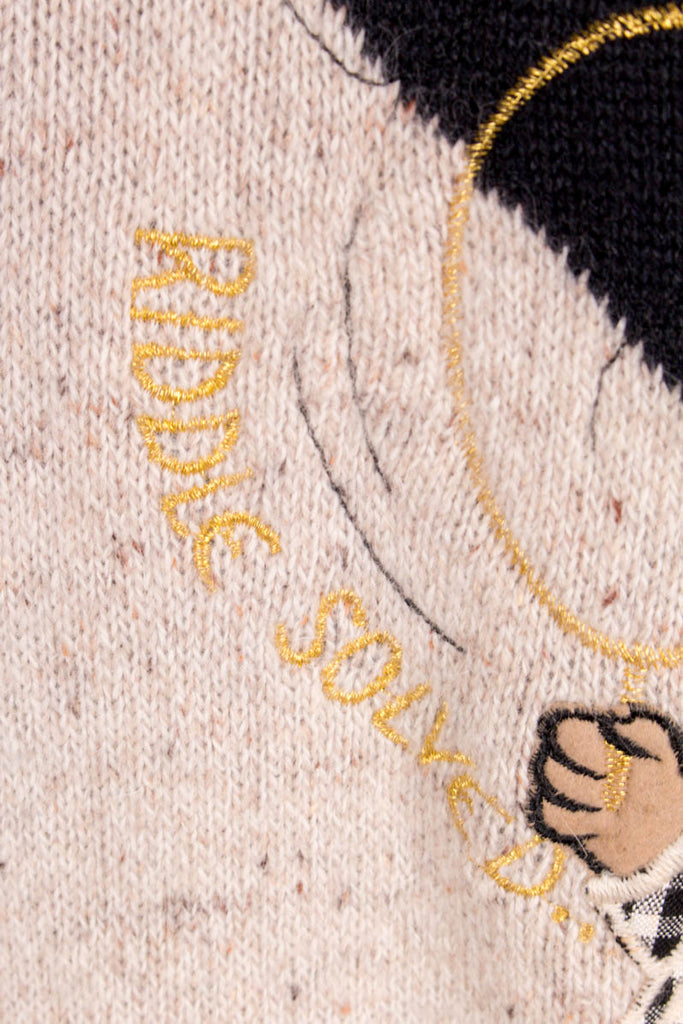 Strickpulli Wolle Angora Hunde Motiv 80er 90er beige Frau grau L 44-46 M 40-42 schwarz Special vintageberlin.de