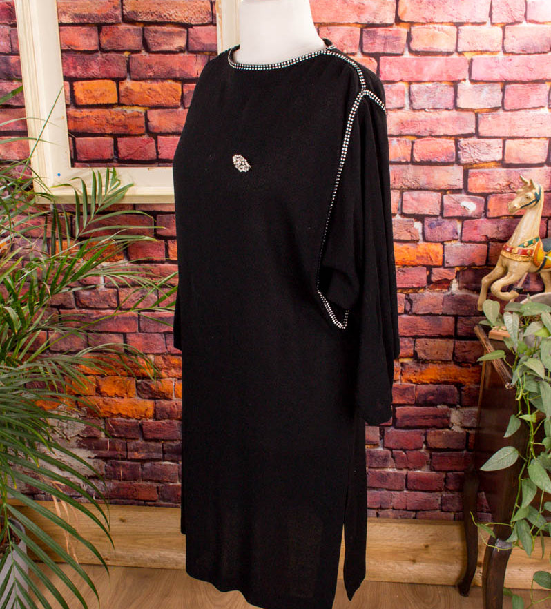 Vintage Abendkleid schwarz + Strass