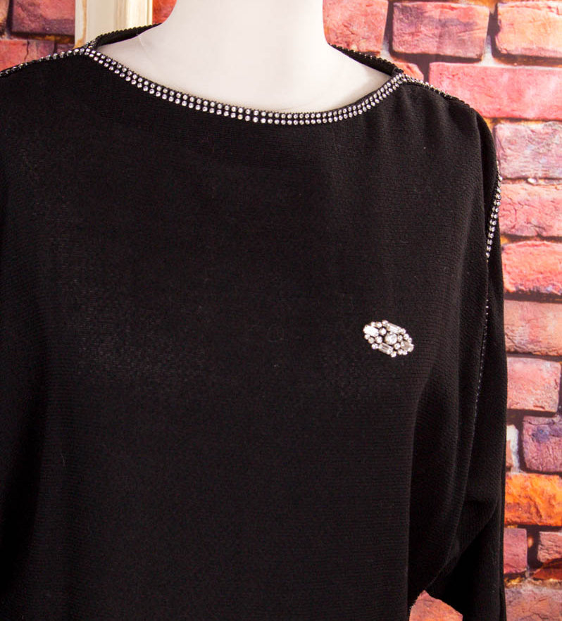 Vintage Abendkleid schwarz + Strass