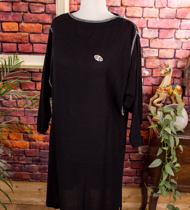 Vintage Abendkleid schwarz + Strass