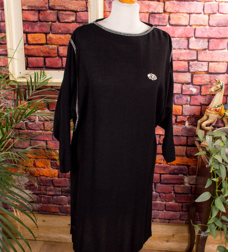 Vintage Abendkleid schwarz + Strass
