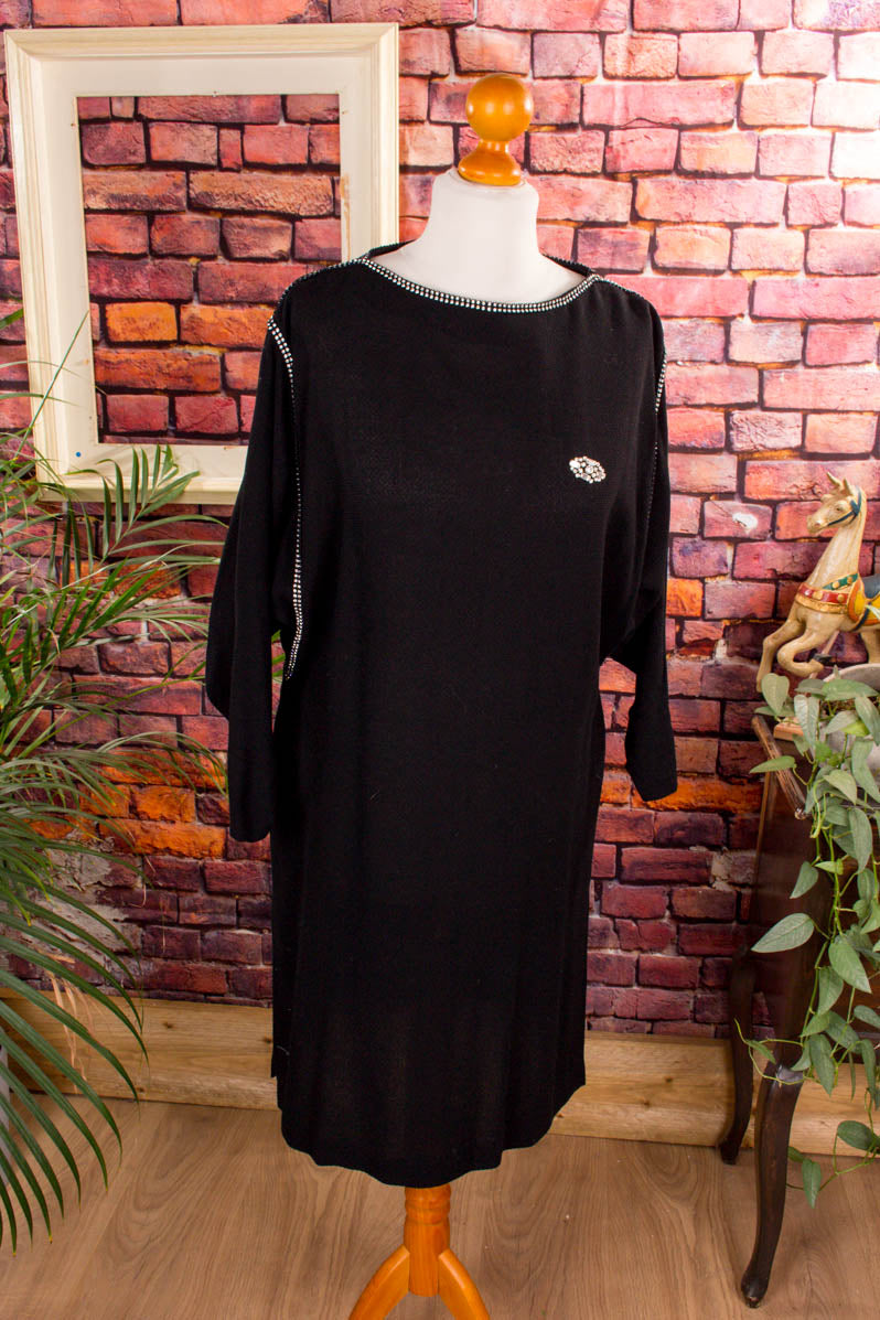 Vintage Abendkleid schwarz + Strass
