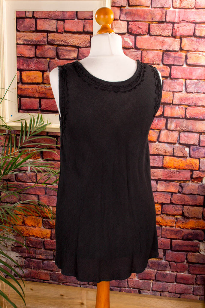Vintage Boho Umstandstop 80er Boho Frau Hippie M 40-42 S 36-38 schwarz Special vintageberlin.de