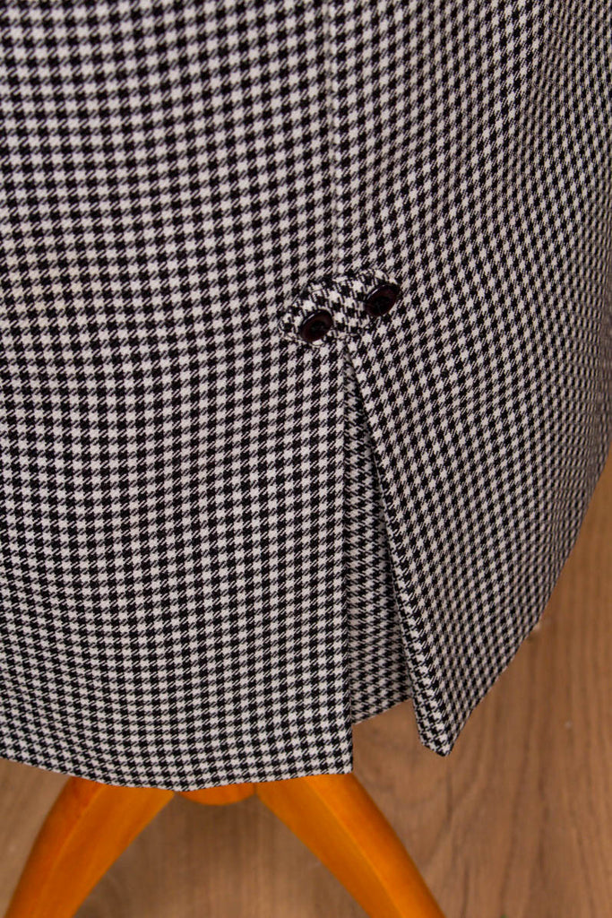 Bleistiftrock schwarz-weiß kariert Wolle 70er 80er Frau grau M 40-42 Rockabilly schwarz Sekretärin Special vintageberlin.de