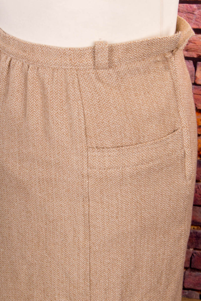 Winter Wollrock beige Fischgrät 70er 80er beige Frau M 40-42 real-rockabilly Rockabilly Sekretärin Special vintageberlin.de