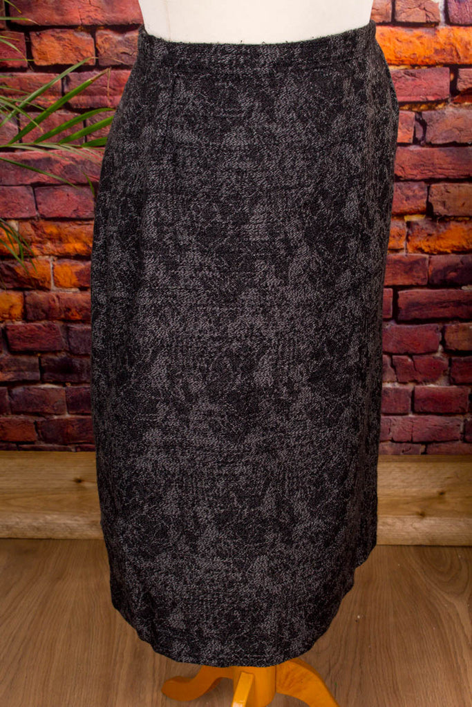 60s Bleistiftrock grau Muster 60er 70er Frau grau Rockabilly S 36-38 Sekretärin vintageberlin.de