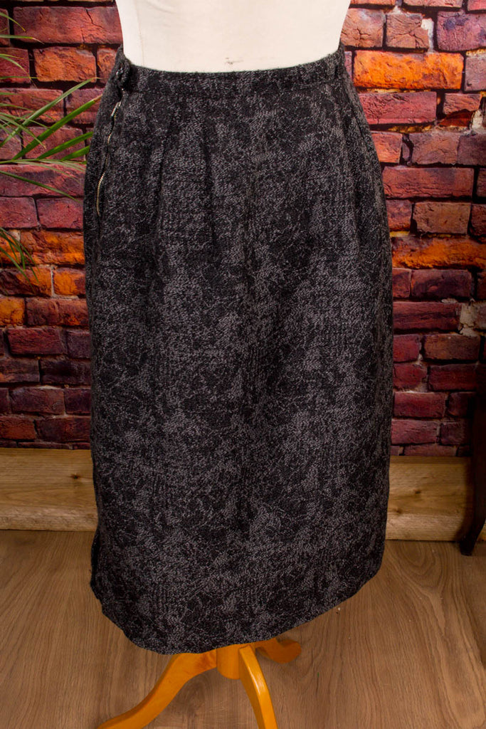 60s Bleistiftrock grau Muster 60er 70er Frau grau Rockabilly S 36-38 Sekretärin vintageberlin.de