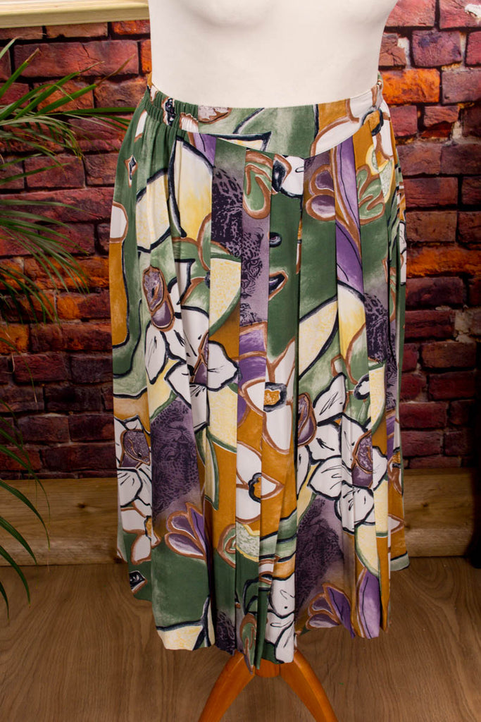 90s Viskose Rock bunt Muster 90er bunt Frau S 36-38 Special vintageberlin.de