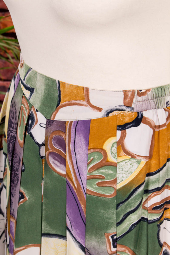 90s Viskose Rock bunt Muster 90er bunt Frau S 36-38 Special vintageberlin.de