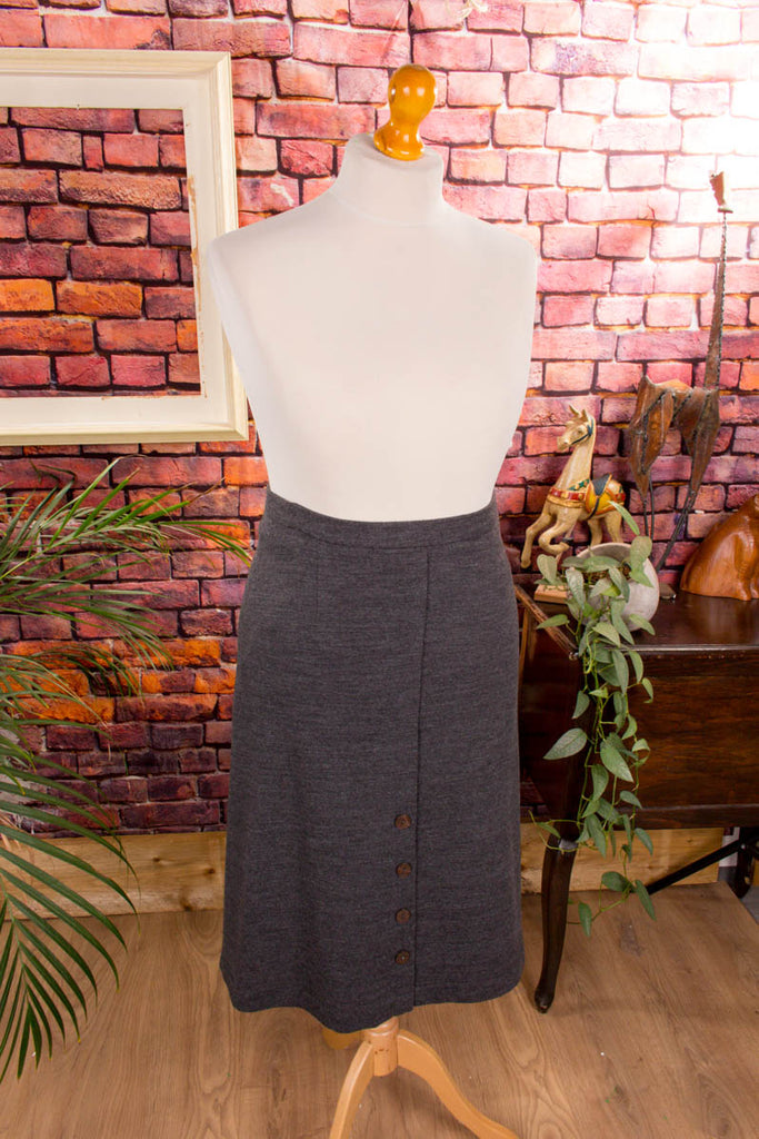 Vintage Wolle Strickrock grau 70er Frau grau L 44-46 Rockabilly Sekretärin Special vintageberlin.de