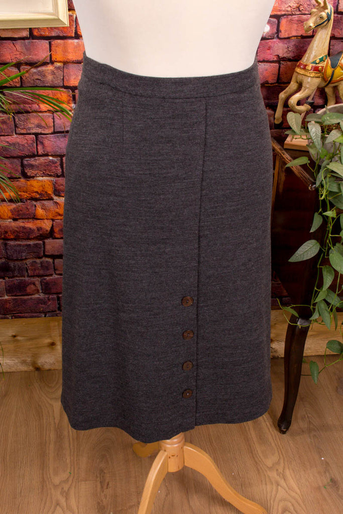 Vintage Wolle Strickrock grau 70er Frau grau L 44-46 Rockabilly Sekretärin Special vintageberlin.de