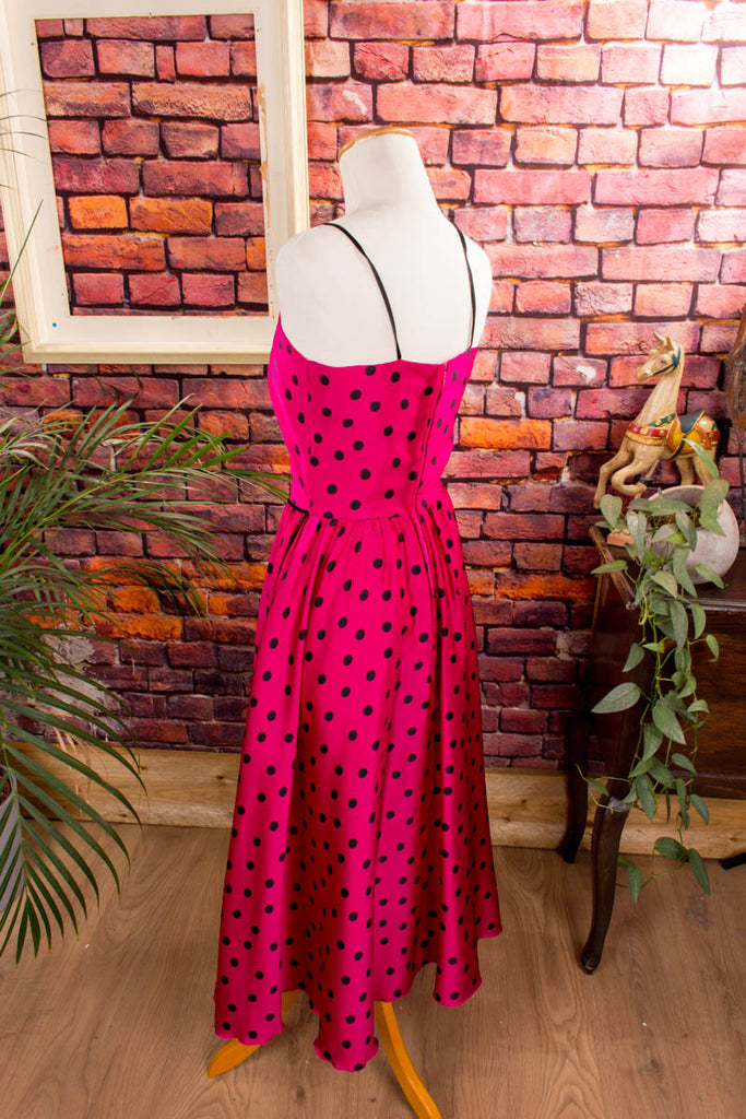 80s Partykleid pink Punkte 80er 90er Abendmode Disco Frau pink Rockabilly S 36-38 Special XS 32-34 vintageberlin.de