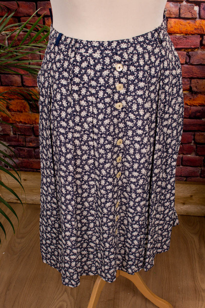 Vintage Viskoserock blau Falten 90er blau Frau L 44-46 Rockabilly Sekretärin Special vintageberlin.de