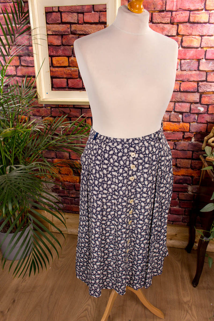 Vintage Viskoserock blau Falten 90er blau Frau L 44-46 Rockabilly Sekretärin Special vintageberlin.de