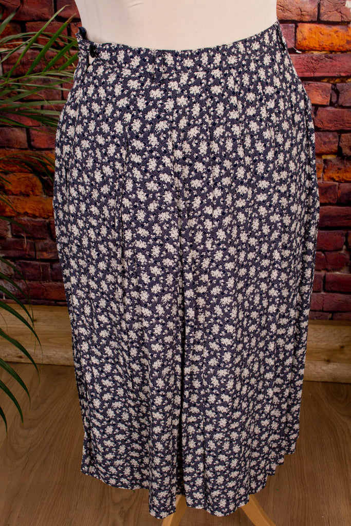 Vintage Viskoserock blau Falten 90er blau Frau L 44-46 Rockabilly Sekretärin Special vintageberlin.de