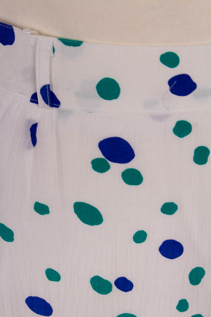 Bleistiftrock weiß Punkte 80er 90er blau Disco Frau M 40-42 Rockabilly Sekretärin Special türkis weiß vintageberlin.de