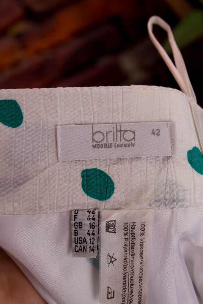 Bleistiftrock weiß Punkte 80er 90er blau Disco Frau M 40-42 Rockabilly Sekretärin Special türkis weiß vintageberlin.de