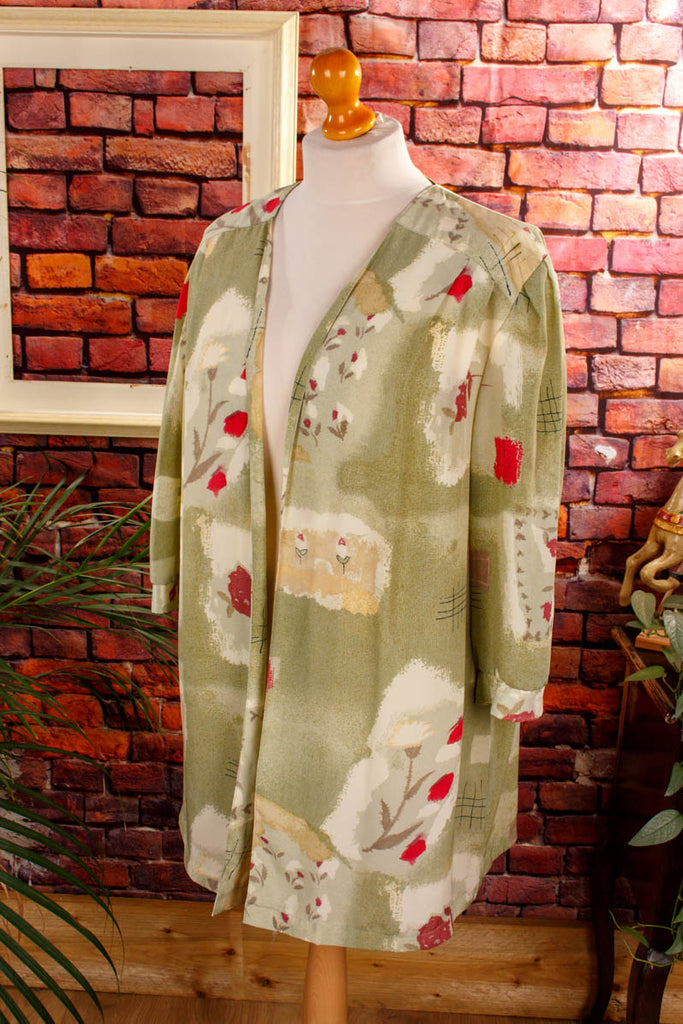 Chasuble Bluse grün Muster 90er bunt Frau grün XL 48-50 vintageberlin.de