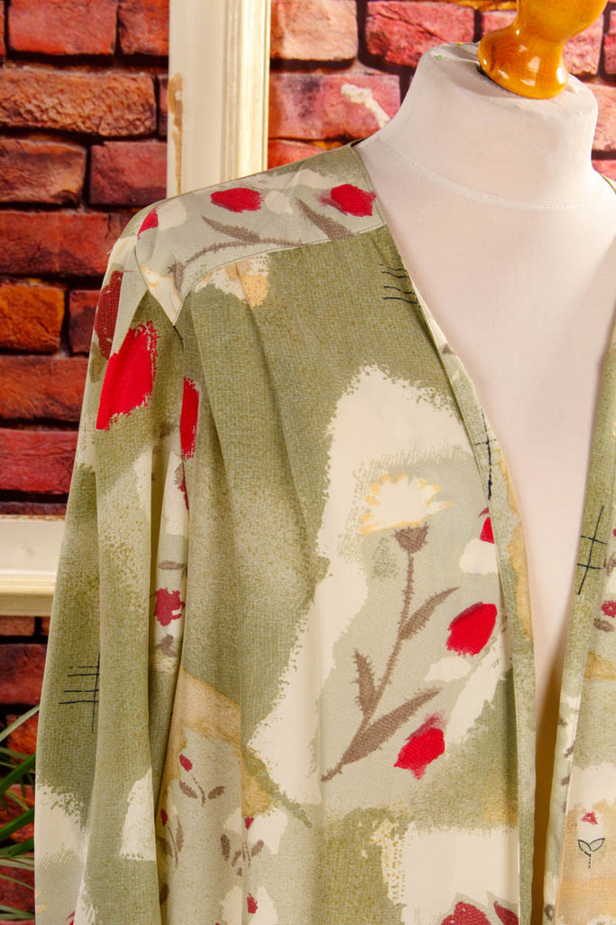 Chasuble Bluse grün Muster 90er bunt Frau grün XL 48-50 vintageberlin.de