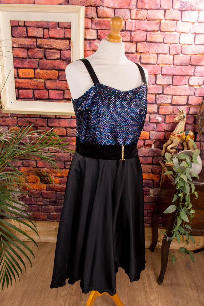 80er Partykleid schwarz blau Glitzer 80er blau Disco Frau Gothic M 40-42 real-80er schwarz Special vintageberlin.de