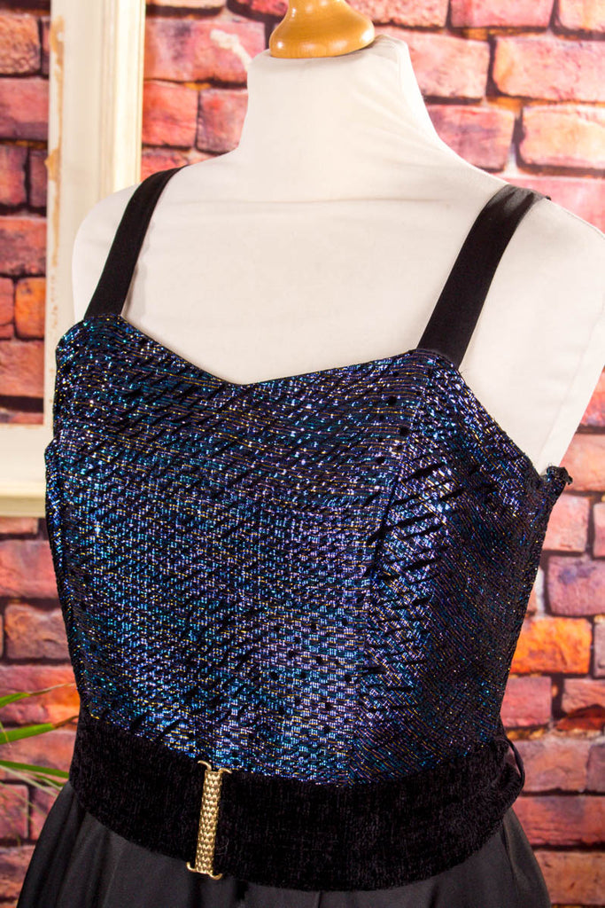 80er Partykleid schwarz blau Glitzer 80er blau Disco Frau Gothic M 40-42 real-80er schwarz Special vintageberlin.de