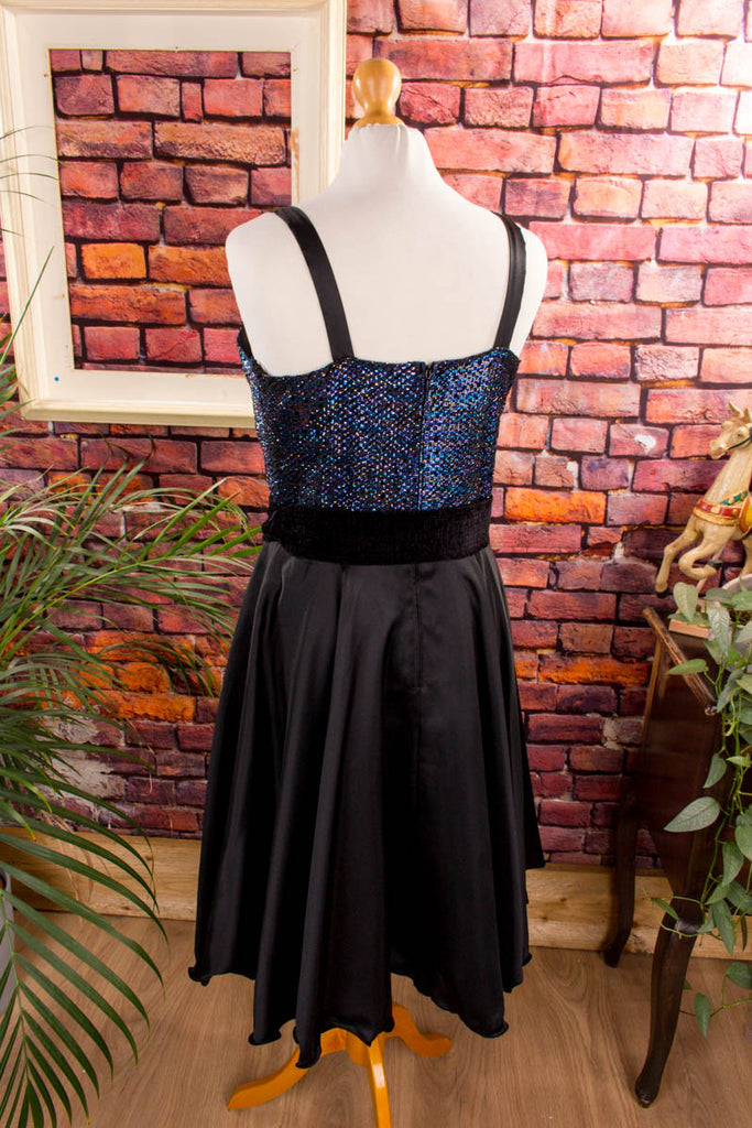 80er Partykleid schwarz blau Glitzer 80er blau Disco Frau Gothic M 40-42 real-80er schwarz Special vintageberlin.de