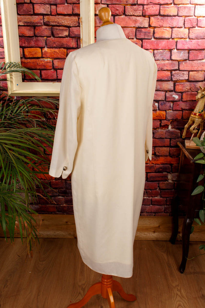 cremefarbenes Kleid Wollmix 90er beige Boho Disco Frau Hochzeit M 40-42 Special weiß vintageberlin.de