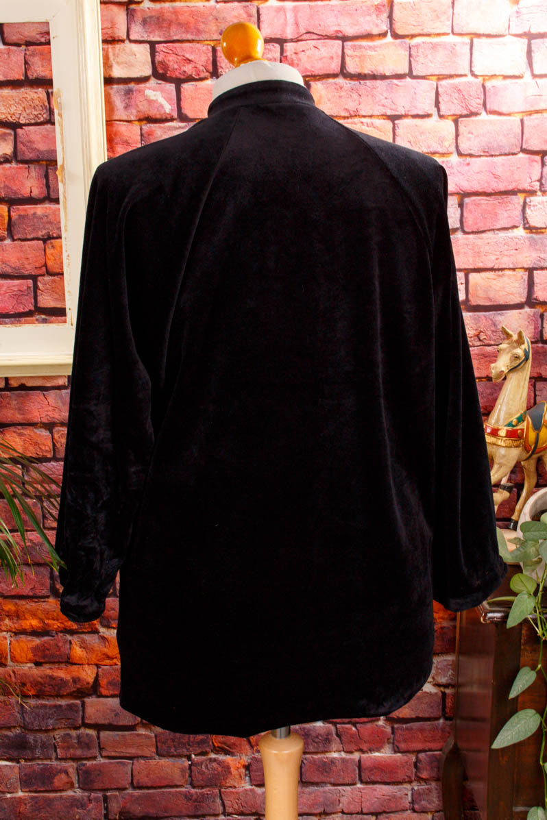 Boho Samt Frottee Jacke schwarz pink