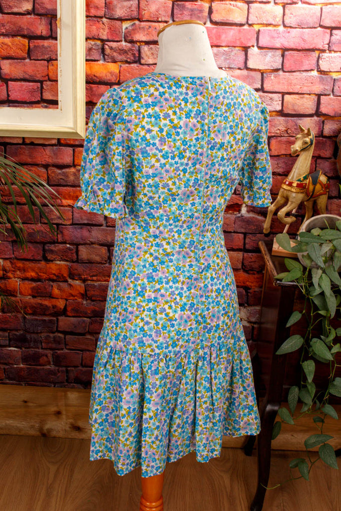 Hippie Minikleid blau Muster 60er 70er blau Boho bunt Disco Frau Hippie real-boho real-disco real-rockabilly Rockabilly S 36-38 Special vintageberlin.de