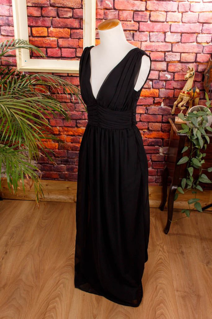 Vintage Abendkleid schwarz Chiffon 90er Abendmode Boho Frau Gothic S 36-38 schwarz Special vintageberlin.de
