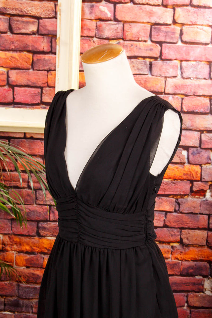 Vintage Abendkleid schwarz Chiffon 90er Abendmode Boho Frau Gothic S 36-38 schwarz Special vintageberlin.de