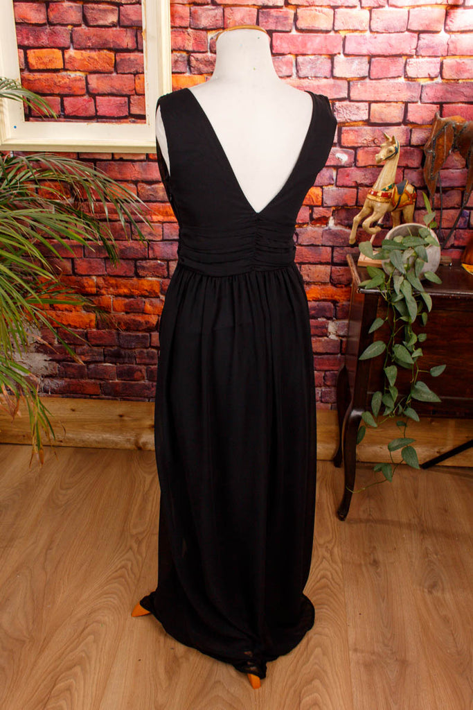 Vintage Abendkleid schwarz Chiffon 90er Abendmode Boho Frau Gothic S 36-38 schwarz Special vintageberlin.de