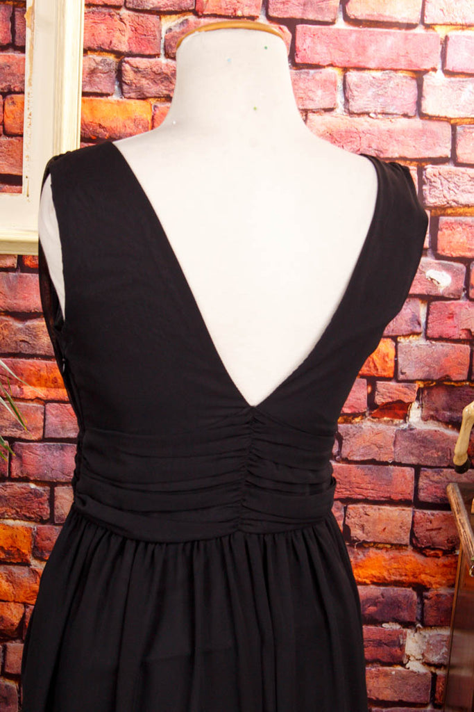 Vintage Abendkleid schwarz Chiffon 90er Abendmode Boho Frau Gothic S 36-38 schwarz Special vintageberlin.de