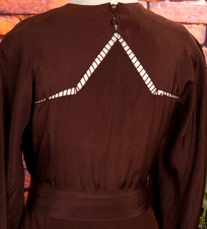 40er Jahre Seidenkleid braun