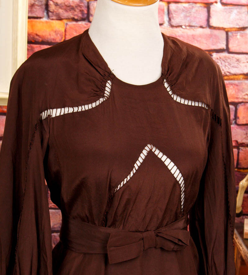 40er Jahre Seidenkleid braun