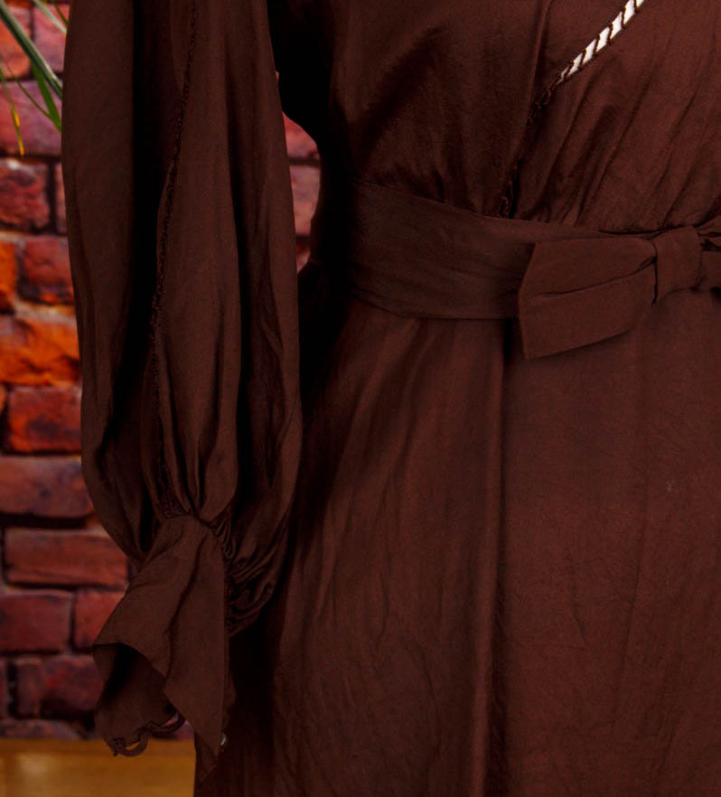 40er Jahre Seidenkleid braun