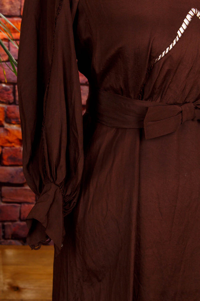 40er Jahre Seidenkleid braun