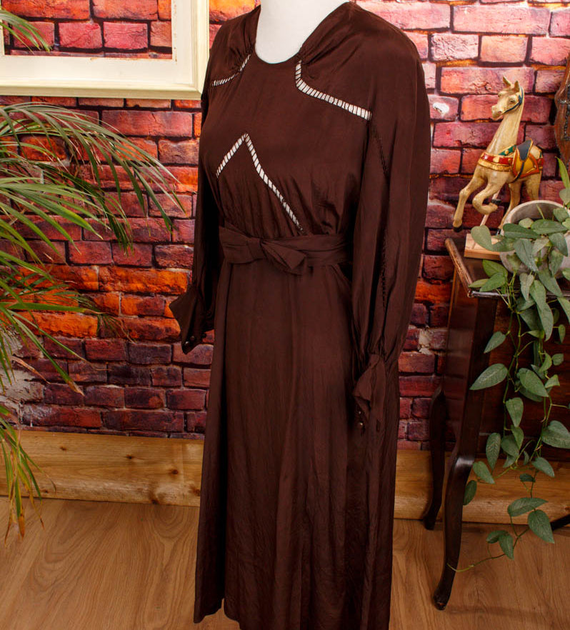 40er Jahre Seidenkleid braun