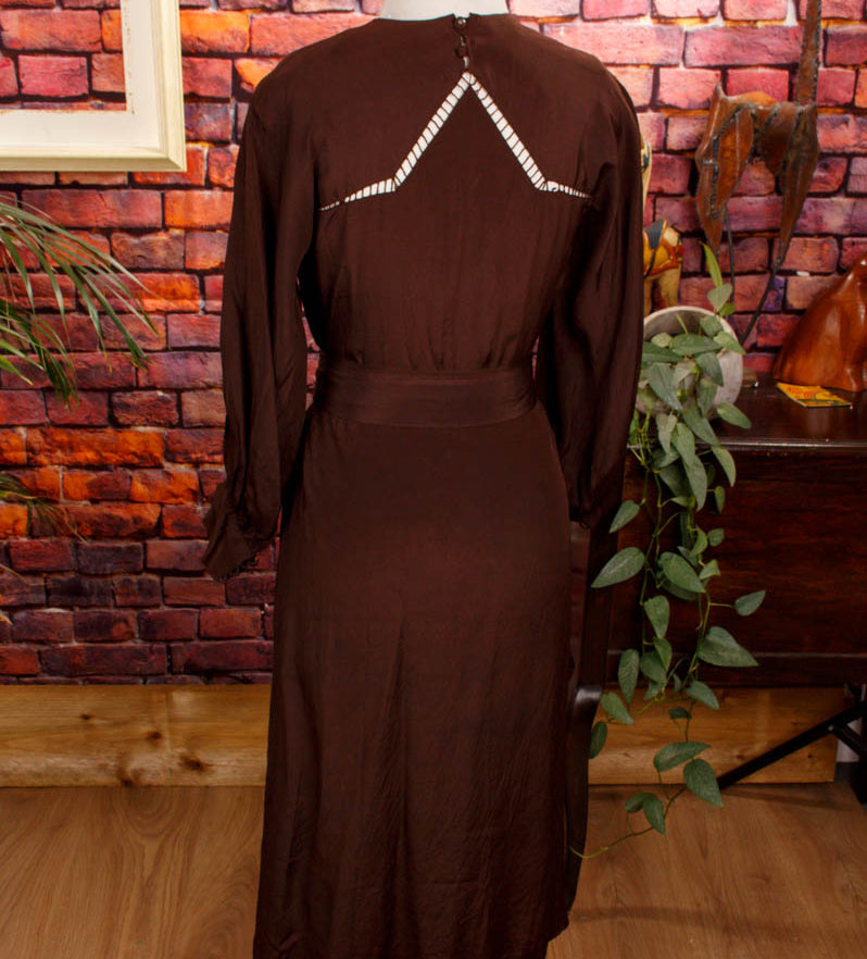 40er Jahre Seidenkleid braun
